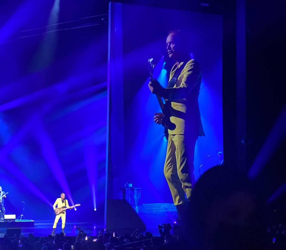 Sting performs during the premiere of "My Songs," his residency show at the Colosseum at Caesar ...