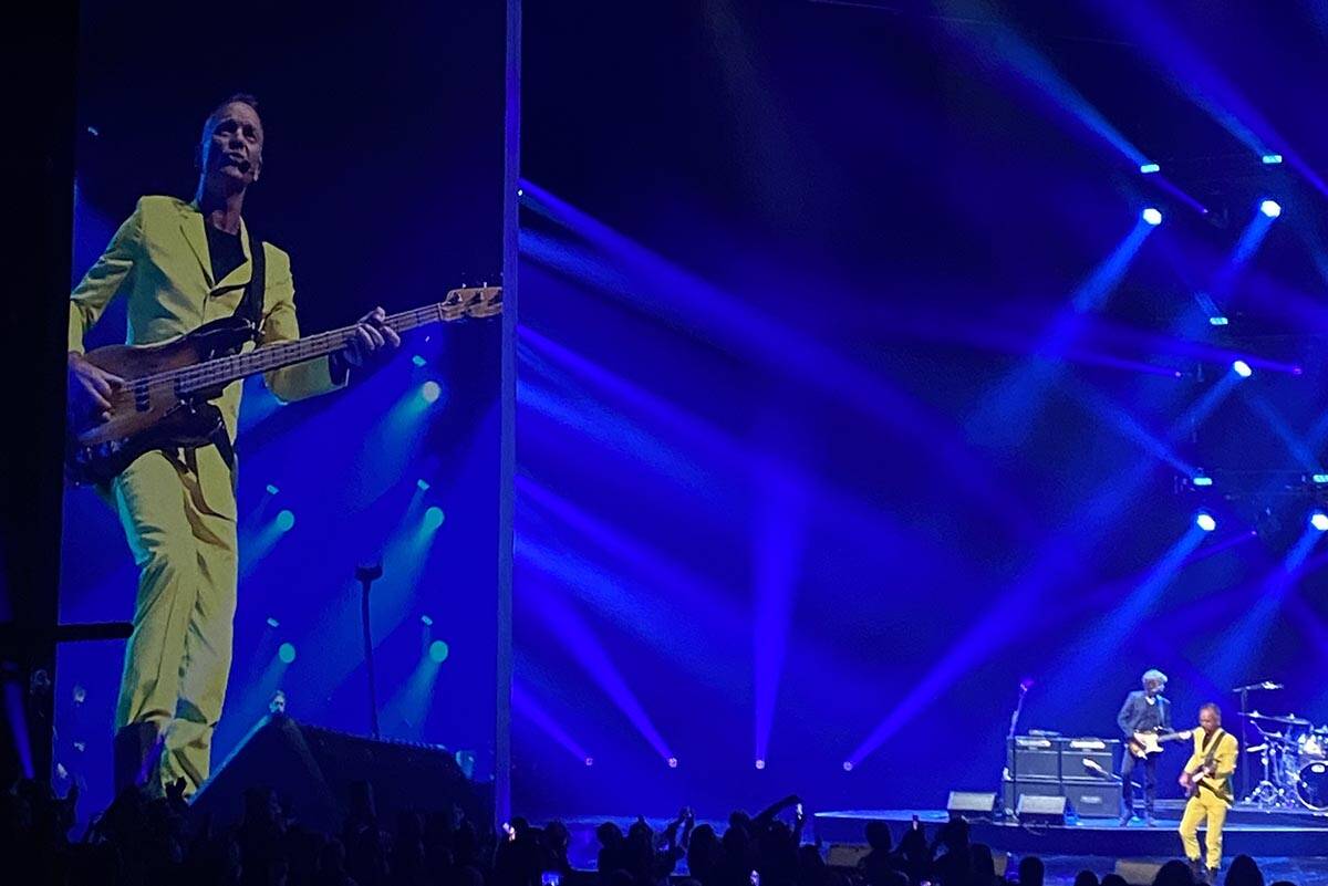 Sting performs during the premiere of "My Songs," his residency show at the Colosseum at Caesar ...