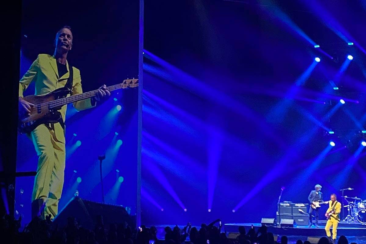 Sting performs during the premiere of "My Songs," his residency show at the Colosseum at Caesar ...