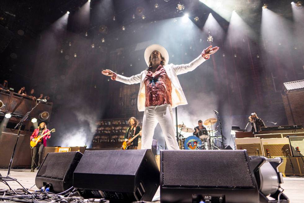 Chris Robinson from The Black Crowes performs at BB&T Pavilion on Thursday, Sept. 23, 2021, ...