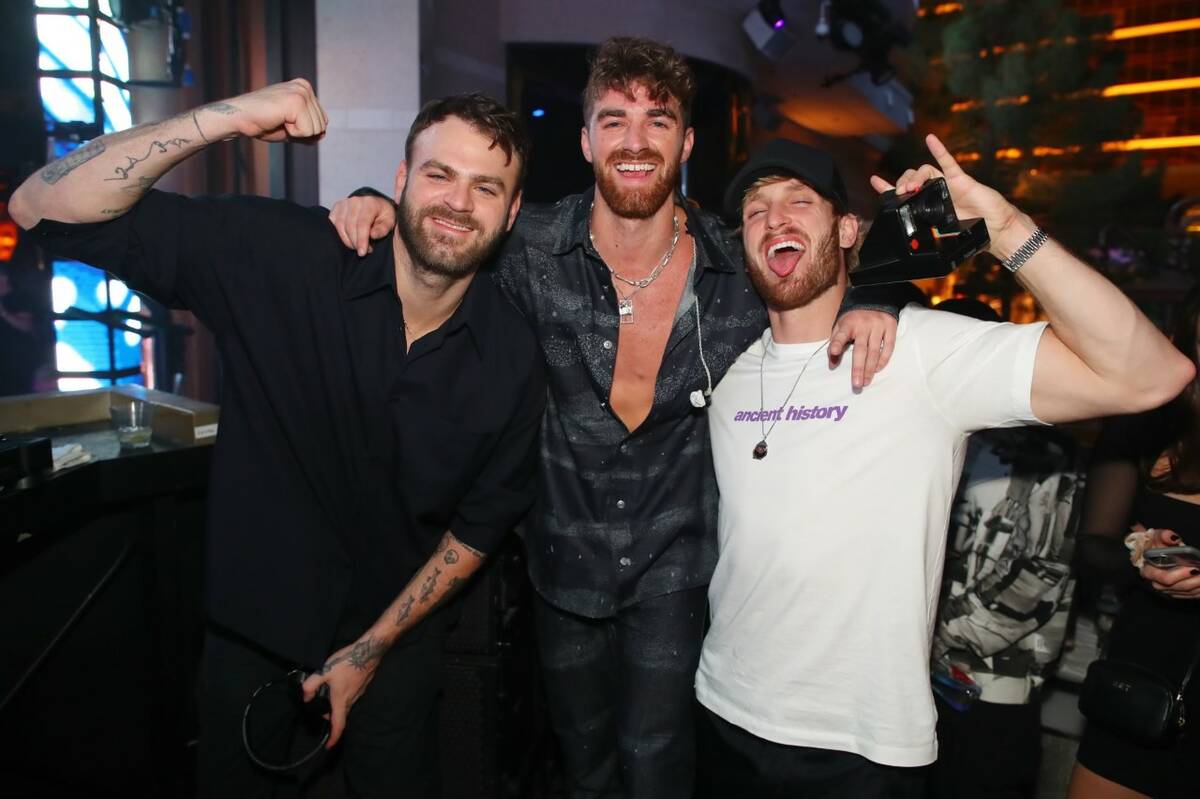 Logan Paul is shown with The Chainsmokers at XS Nightclub at Wynn Las Vegas on Saturday, Nov. 6 ...