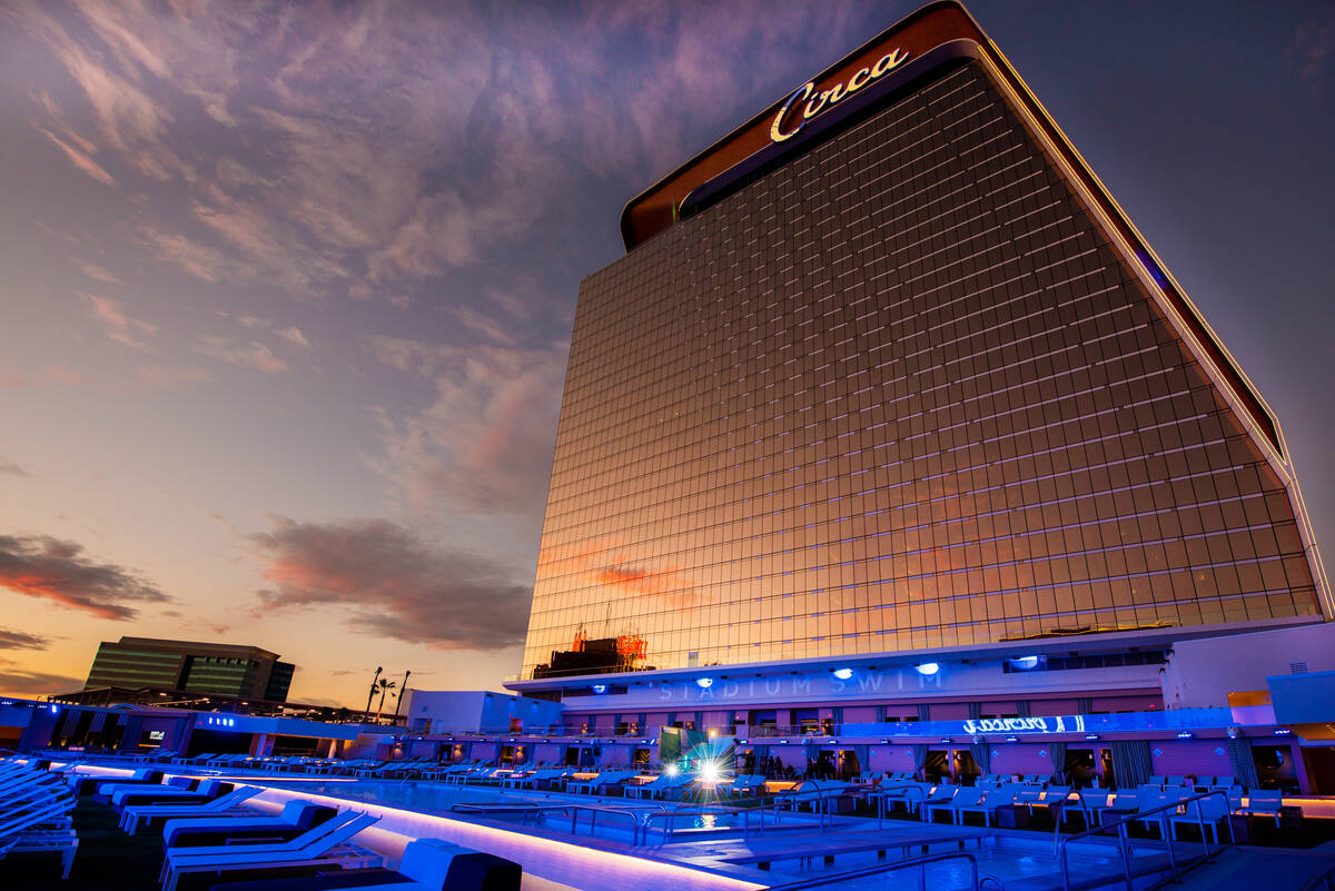 A view of the Circa hotel tower. 10 CEOs will rappel down the side of the building facing Stadi ...