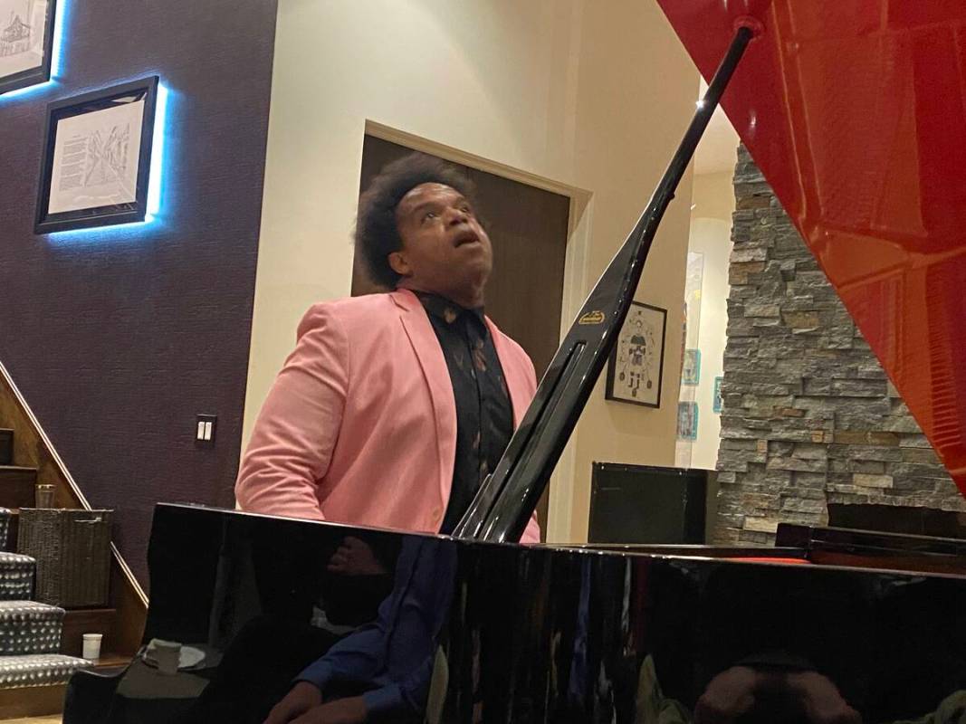 The pianist ELEW is shown performing at the home of Penn and Emily Jillette on Tuesday, Nov. 9, ...