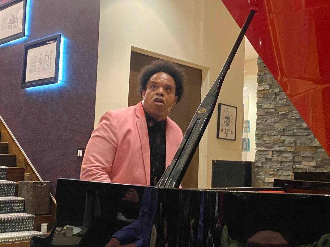 The pianist ELEW is shown performing at the home of Penn and Emily Jillette on Tuesday, Nov. 9, ...