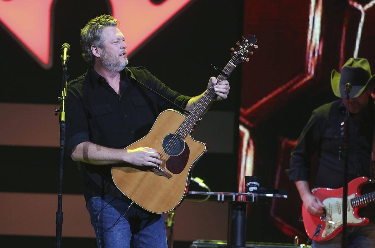 Blake Shelton performs at the iHeartCountry Festival on Saturday, Oct. 30, 2021, at the Frank E ...