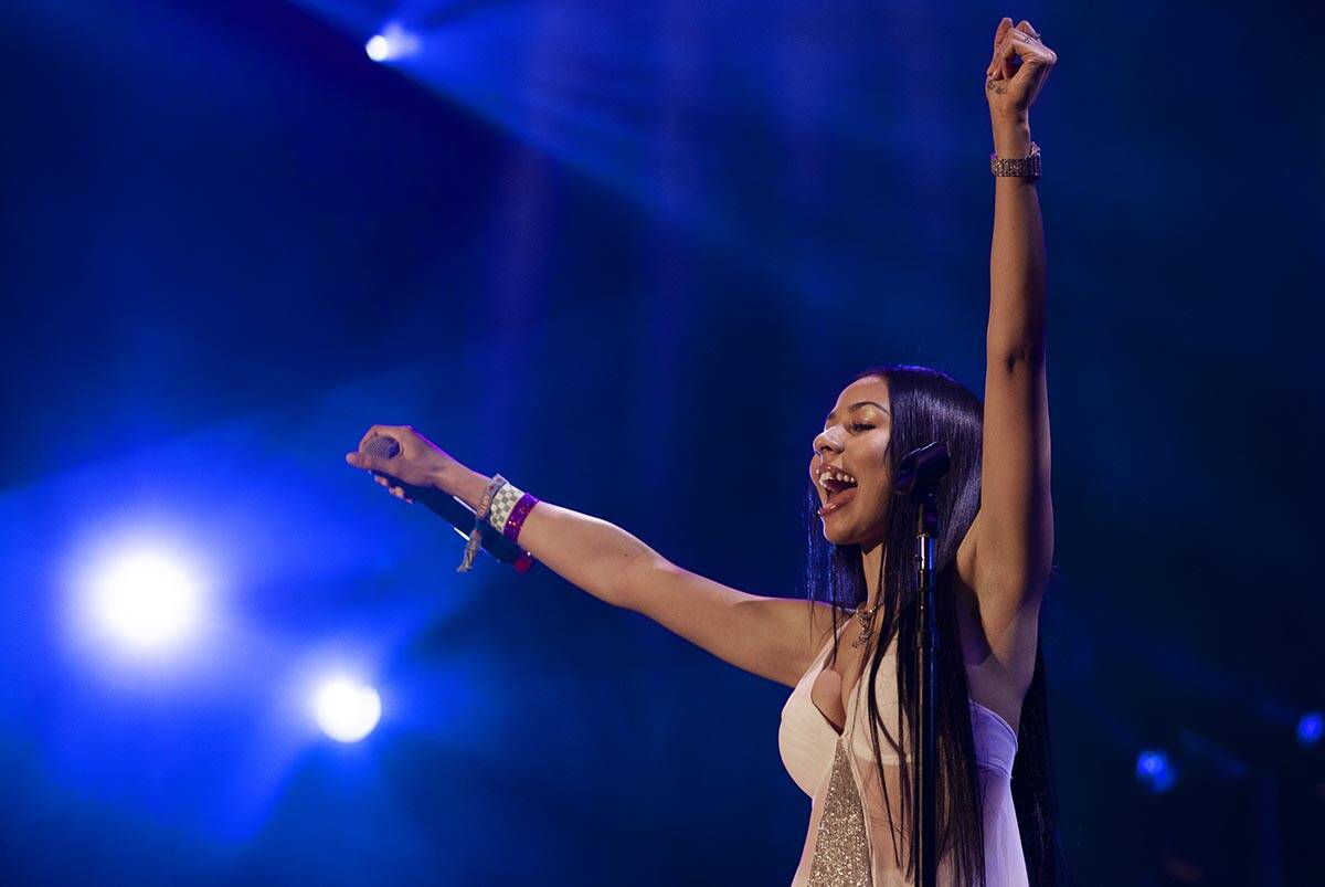 Mariah the Scientist performs during Day N Vegas at the Las Vegas Festival Grounds on Saturday, ...