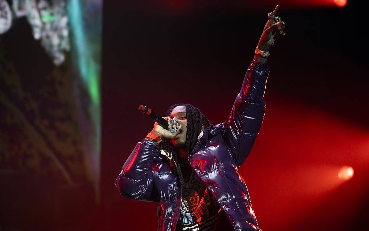 Polo G performs during Day N Vegas at the Las Vegas Festival Grounds on Saturday, Nov. 13, 2021 ...