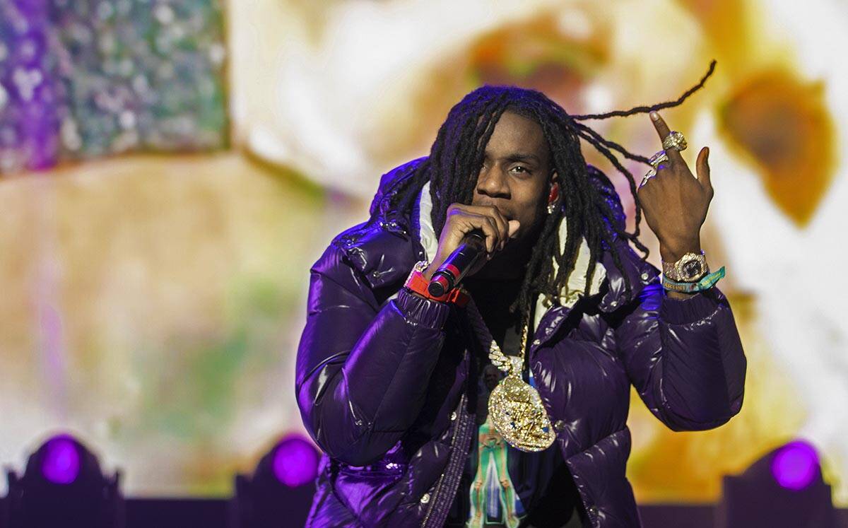 Polo G performs during Day N Vegas at the Las Vegas Festival Grounds on Saturday, Nov. 13, 2021 ...