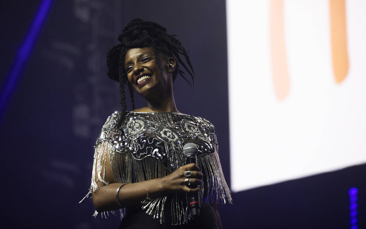 Mereba performs during Day N Vegas at the Las Vegas Festival Grounds on Saturday, Nov. 13, 2021 ...