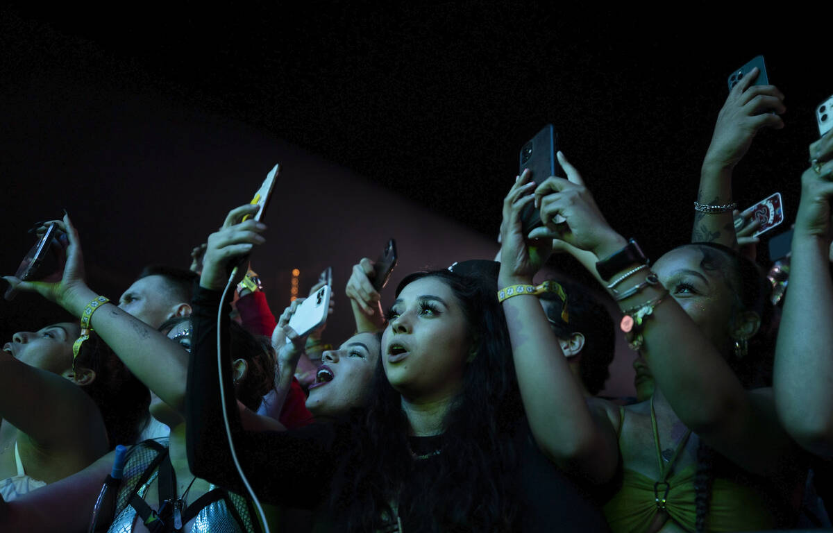Festival goers listen to a performance during Day N Vegas at the Las Vegas Festival Grounds on ...