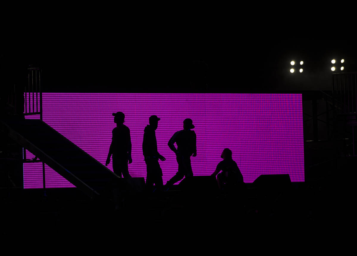 Stage staff prepare for Lil Baby’s performance during Day N Vegas at the Las Vegas Festi ...
