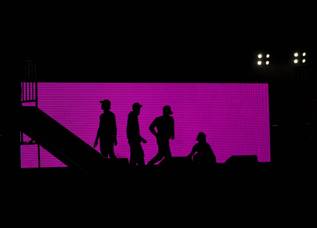 Stage staff prepare for Lil Baby’s performance during Day N Vegas at the Las Vegas Festi ...