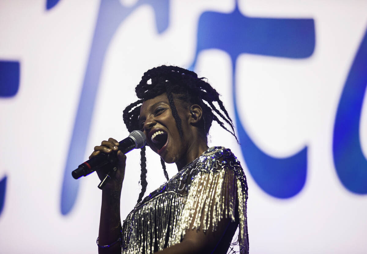 Mereba performs during Day N Vegas at the Las Vegas Festival Grounds on Saturday, Nov. 13, 2021 ...