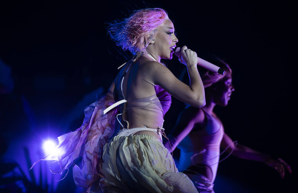 Doja Cat performs during Day N Vegas at the Las Vegas Festival Grounds on Saturday, Nov. 13, 20 ...