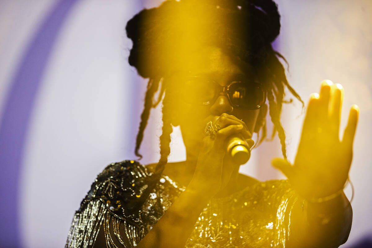 Mereba performs during Day N Vegas at the Las Vegas Festival Grounds on Saturday, Nov. 13, 2021 ...