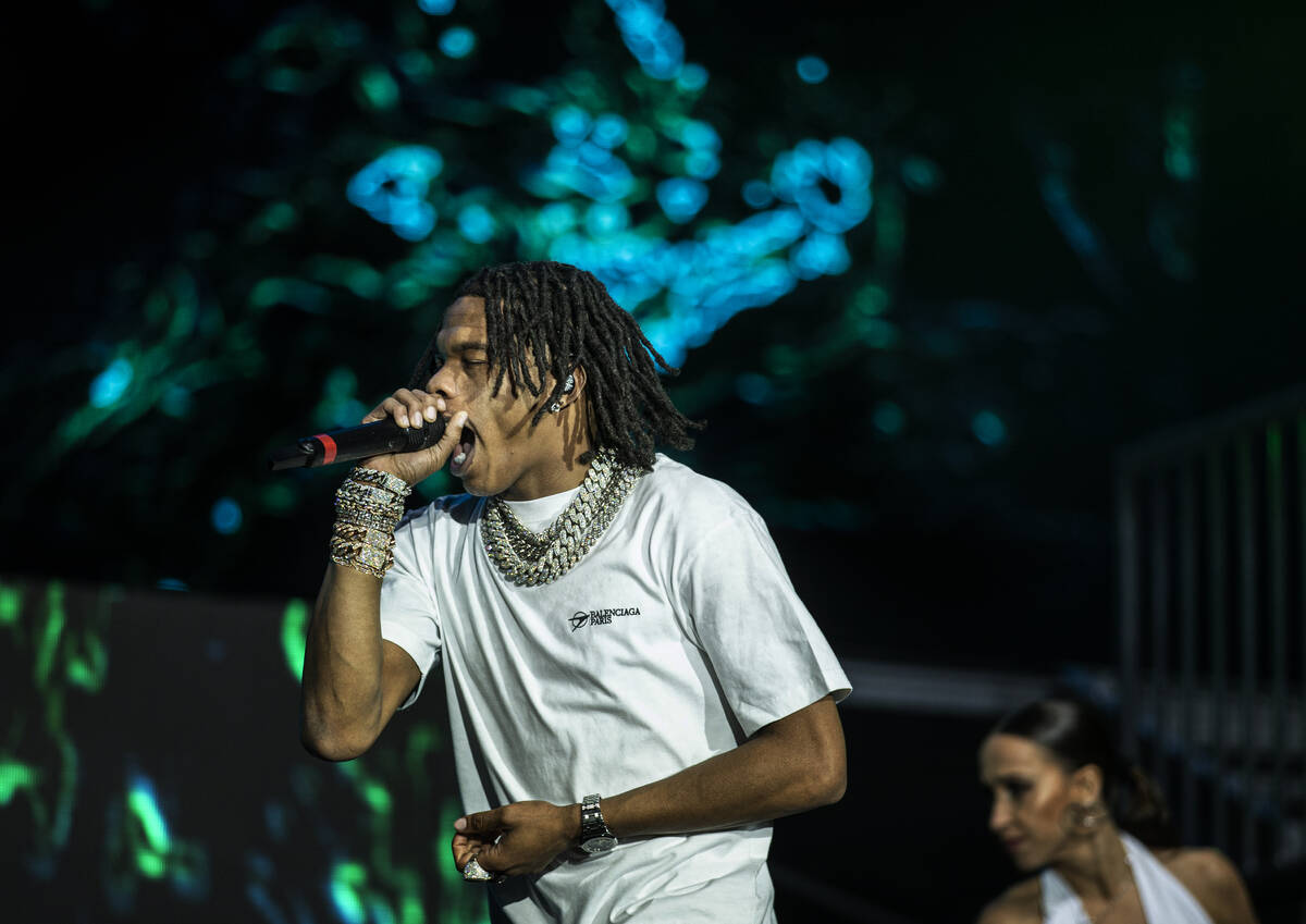 Lil Baby performs during Day N Vegas at the Las Vegas Festival Grounds on Saturday, Nov. 13, 20 ...