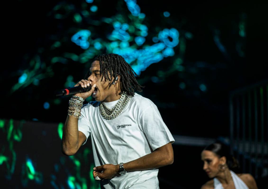 Lil Baby performs during Day N Vegas at the Las Vegas Festival Grounds on Saturday, Nov. 13, 20 ...