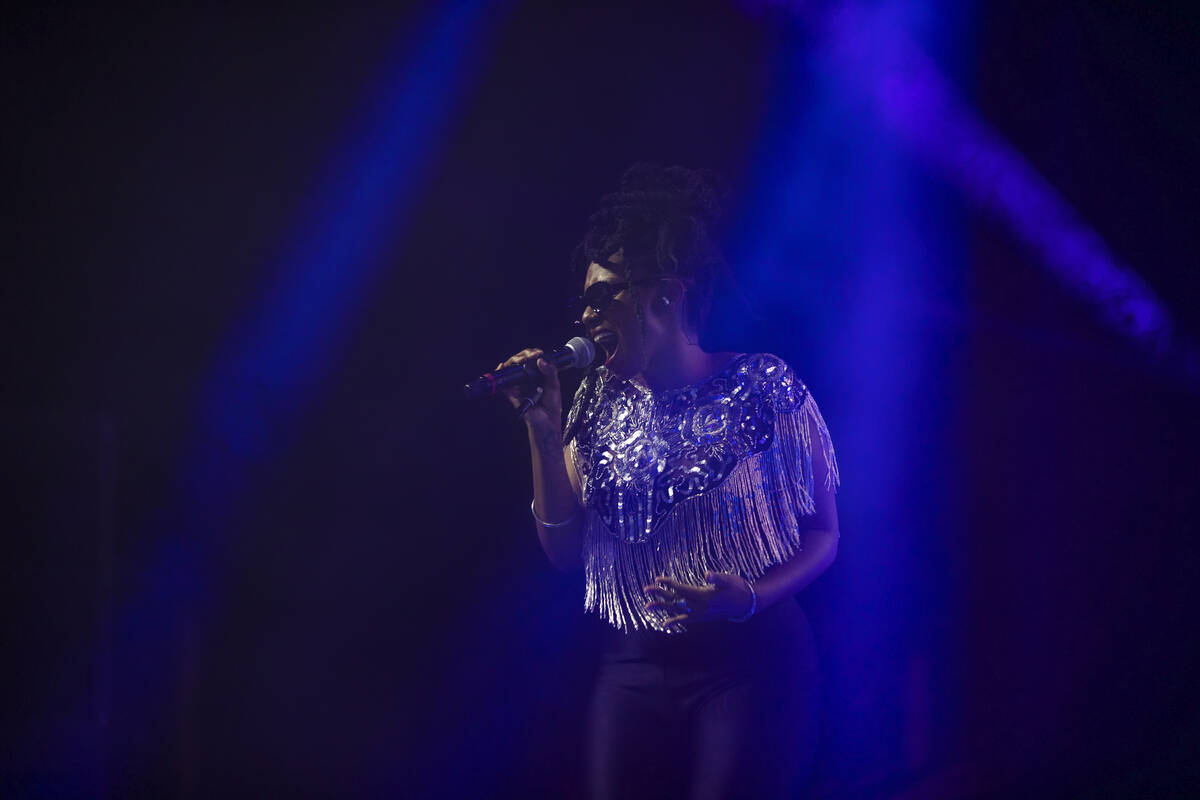 Mereba performs during Day N Vegas at the Las Vegas Festival Grounds on Saturday, Nov. 13, 2021 ...