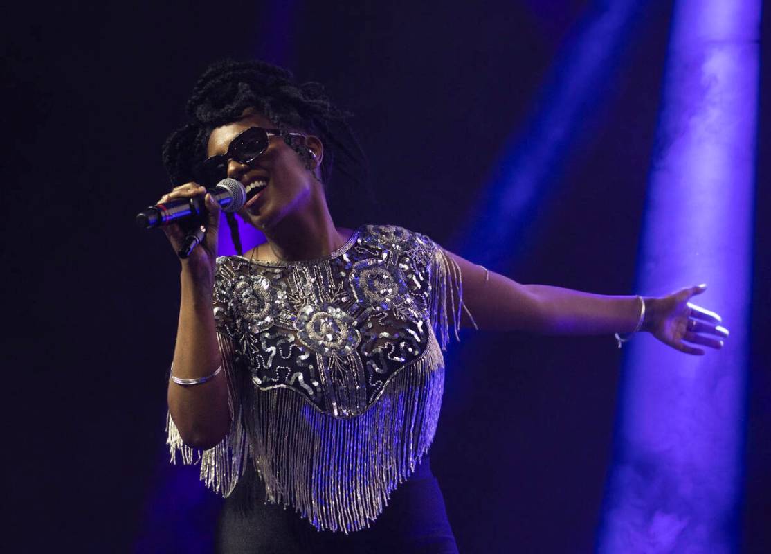Mereba performs during Day N Vegas at the Las Vegas Festival Grounds on Saturday, Nov. 13, 2021 ...