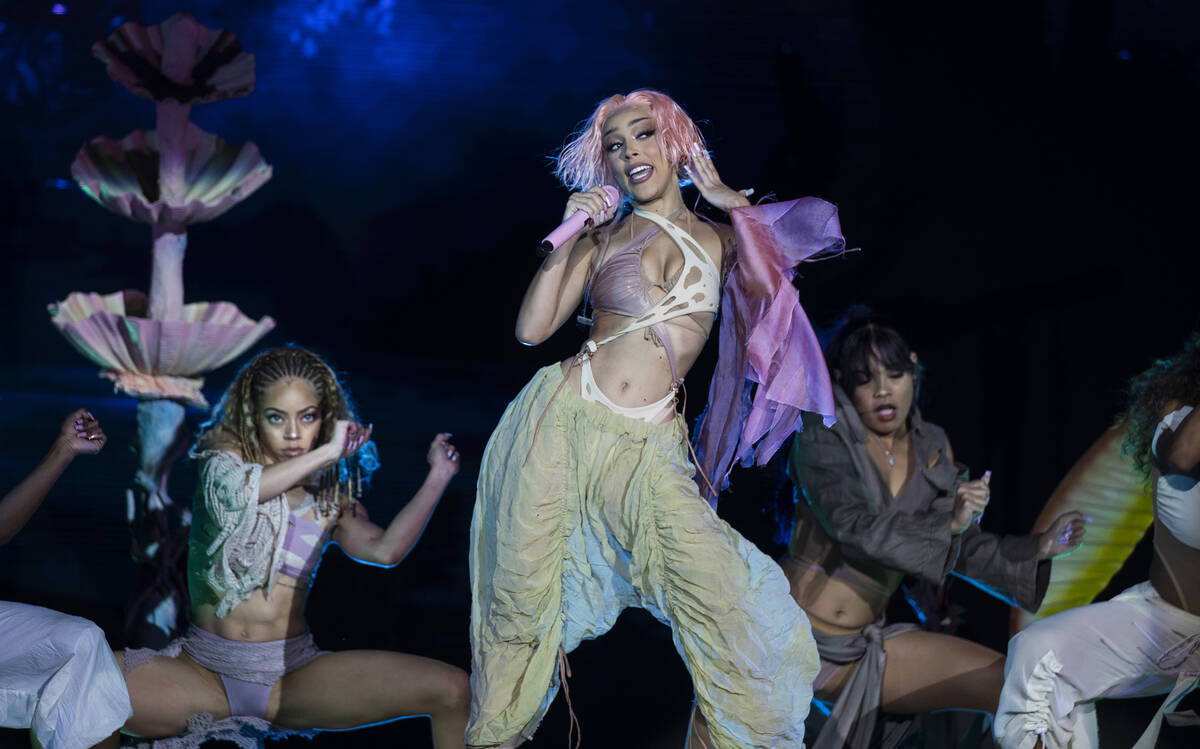 Doja Cat performs during Day N Vegas at the Las Vegas Festival Grounds on Saturday, Nov. 13, 20 ...