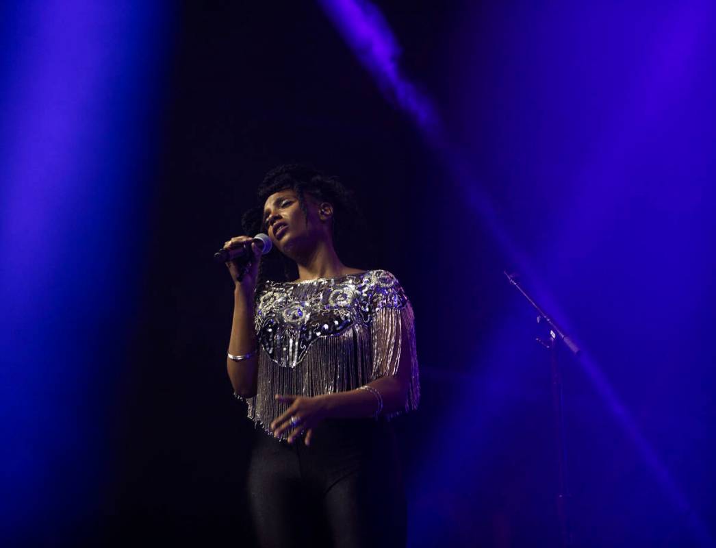 Mereba performs during Day N Vegas at the Las Vegas Festival Grounds on Saturday, Nov. 13, 2021 ...