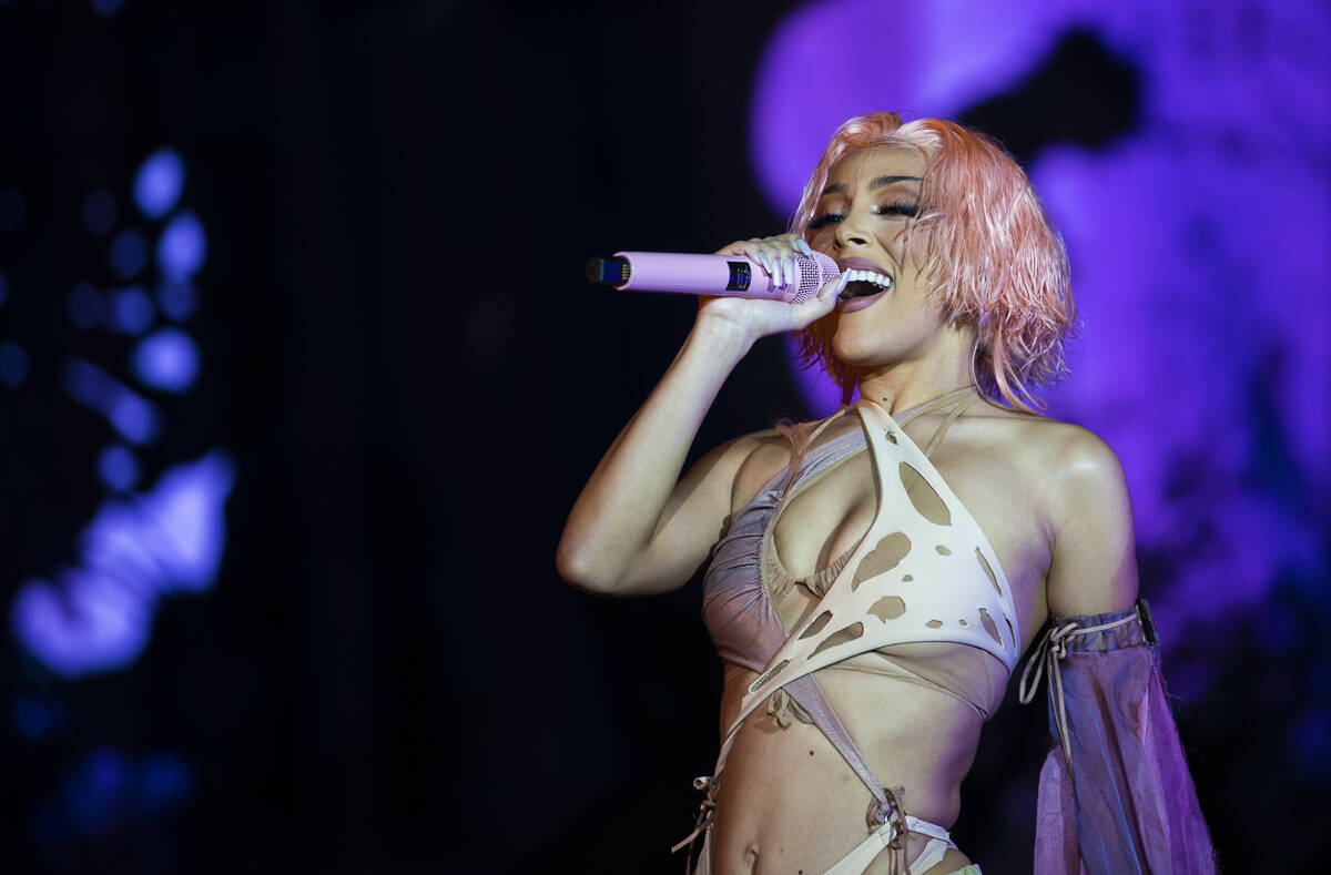 Doja Cat performs during Day N Vegas at the Las Vegas Festival Grounds on Saturday, Nov. 13, 20 ...