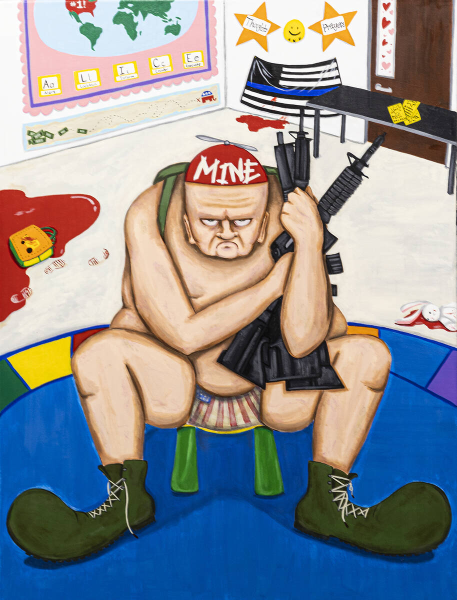Work on display in the exhibition “American Roulette” at Core Contemporary Galler ...