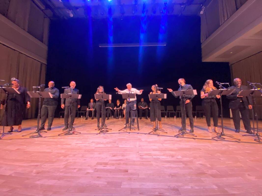The cast of "Goodman: An American Musical" is shown during the musical's showcase at Troesh Th ...