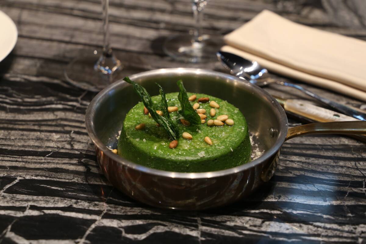 Spinach sformato at Harlo. (Harlo)