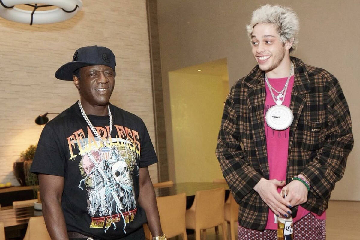 Rap superstar Flavor Flav, left, and "SNL" cast member Pete Davidson are shown at Davidson's 28 ...