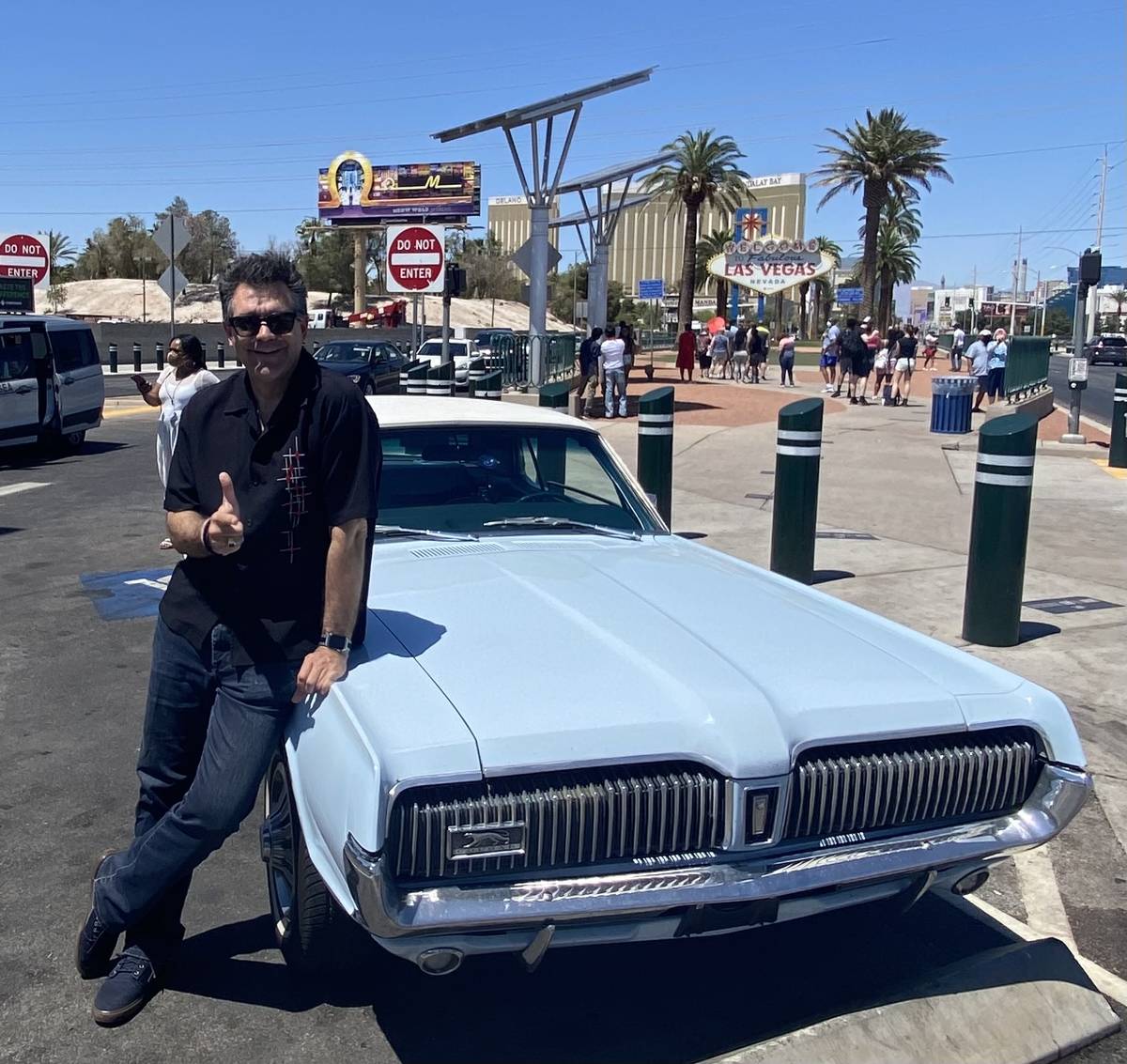 R-J columnist John Katsilometes is shown at the Welcome to Fabulous Las Vegas sign on May 5, 20 ...