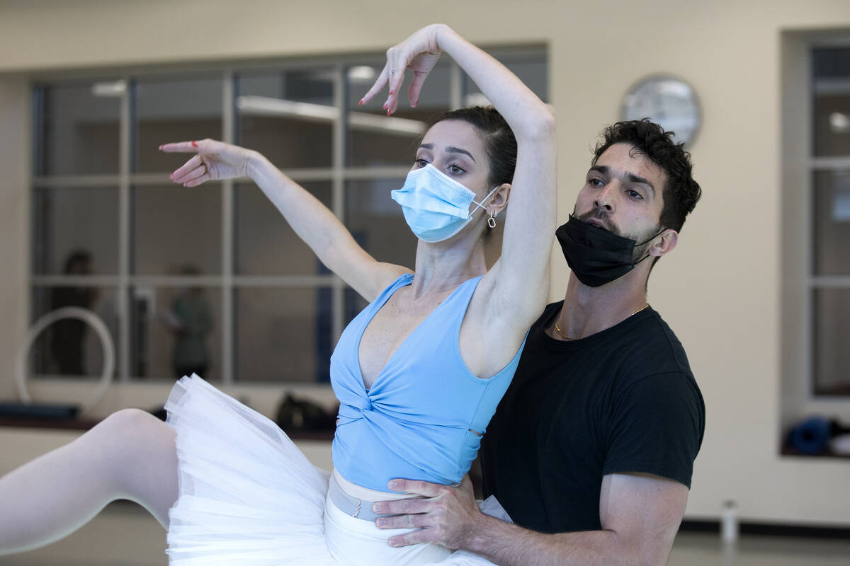 Mirella Costa Neto, as the Winter Fairy, and Daniel Barba, as the Snow Prince, rehearse for the ...