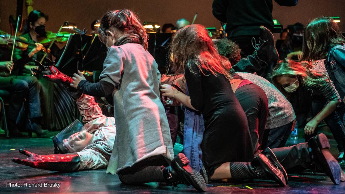 A scene from the Vegas City Opera Children's Chorus performance of "La BoDEAD," their version o ...
