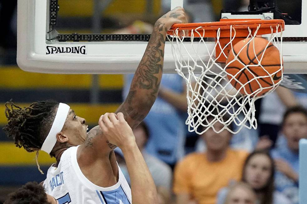 North Carolina forward Armando Bacot dunks against Furman during the second half of an NCAA col ...