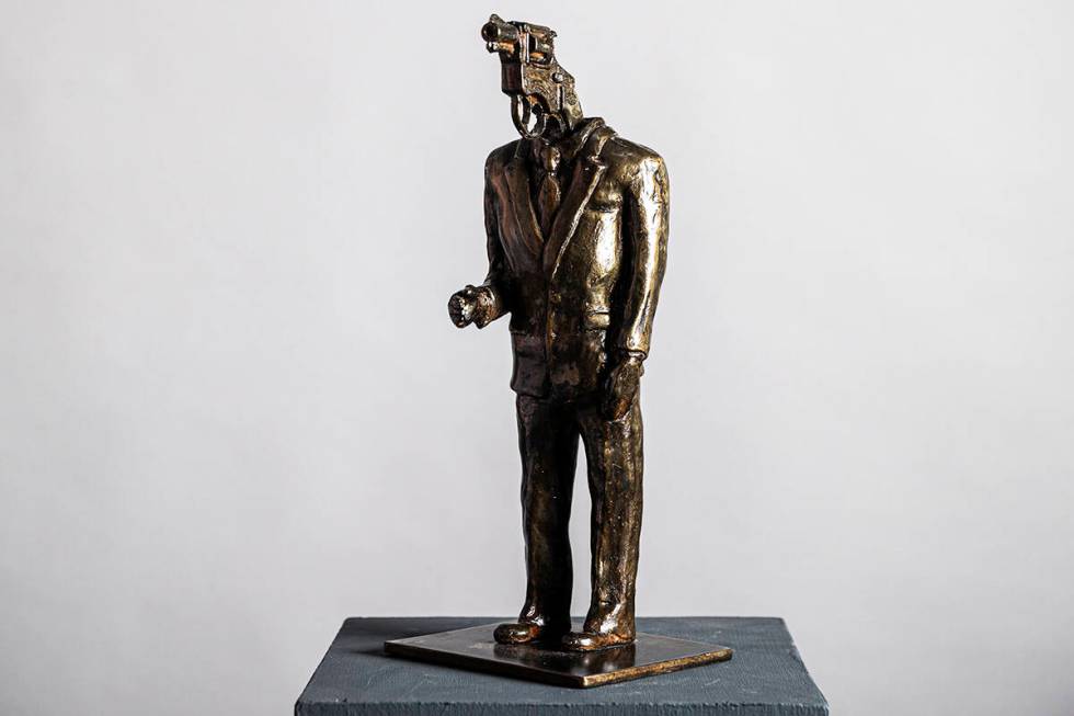Anthony Gunter’s “Gun Lobby” at Core Contemporary Gallery on Monday, Nov. 15, 2021, in La ...