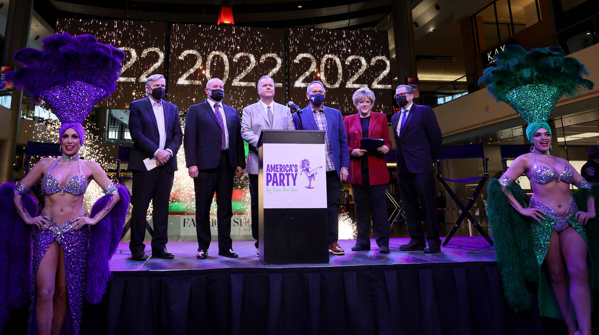 Fireworks explode during a Las Vegas Events and Las Vegas Convention and Visitors Authority pre ...
