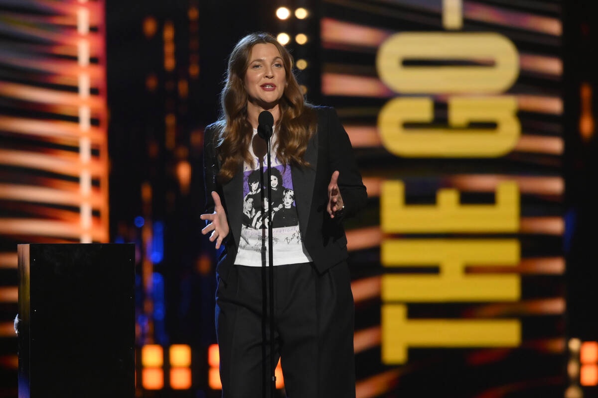 Actress Drew Barrymore inducts The Go-Go's during the Rock and Roll Hall of Fame Induction cere ...