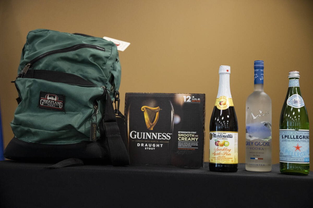 Items prohibited from the strip for the upcoming Las Vegas New Year’s Eve celebration are dis ...