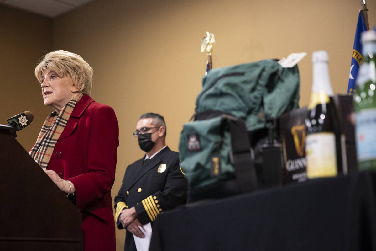 Las Vegas Mayor Carolyn Goodman speaks on Wednesday, Dec. 29, 2021, during a news conference re ...
