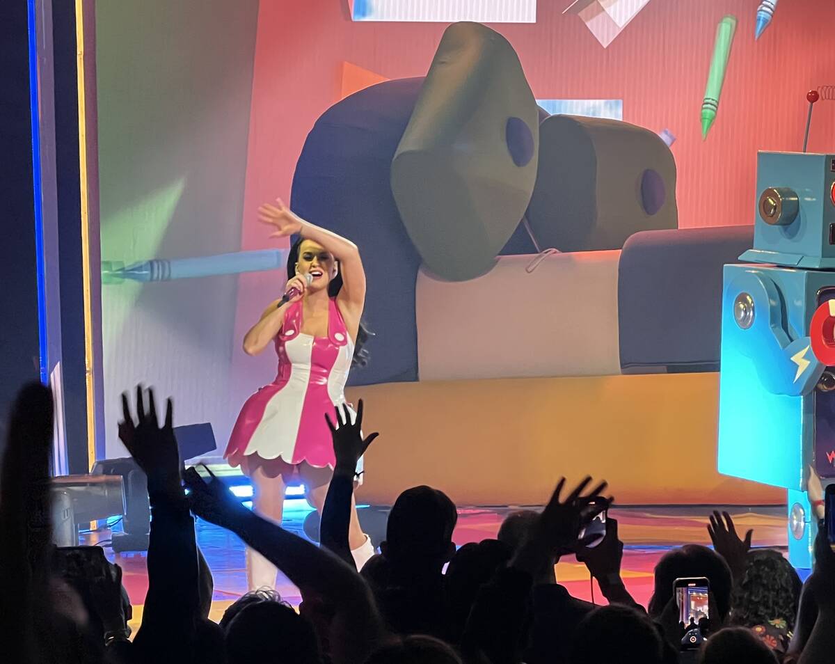 Katy Perry is shown at the opening of "Play" at the Theatre at Resorts World Las Vegas on Wedne ...