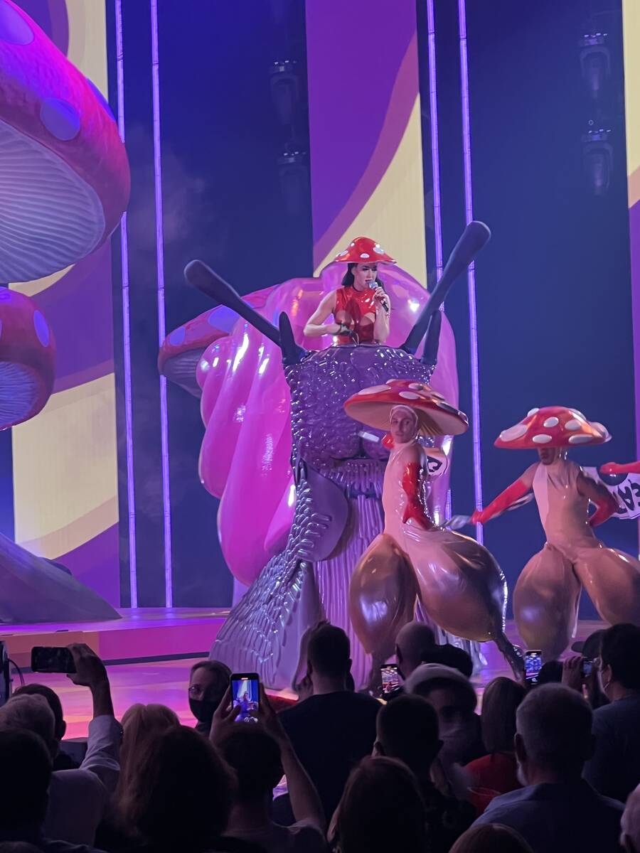 Katy Perry is shown at the opening of "Play" at the Theatre at Resorts World Las Vegas on Wedne ...