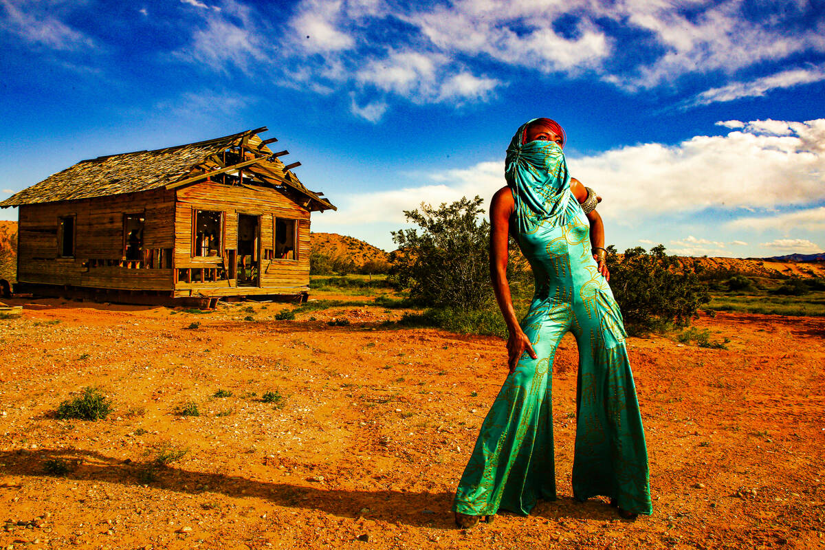 Las Vegas performer, designer and Baobab Stage proprietor Wassa Coulibaly shows off her pandemi ...