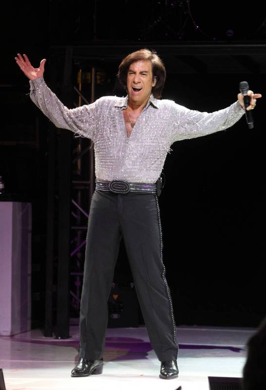 Rob Garrett performs during his Neil Diamond tribute show in the Shimmer Cabaret at Westgate La ...