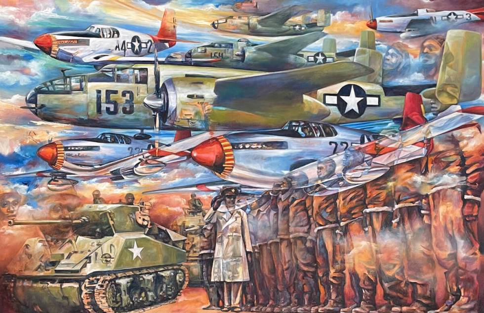 Painting by Harold Bradford, from hte exhibit "Blanket of Protection" (courtesy of Left of Cent ...