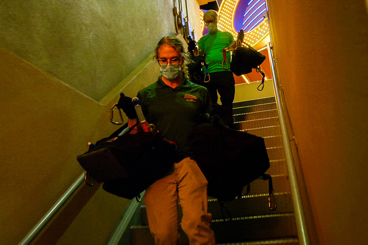 Josephine (Team Lead) and Andrew Simon, president and CEO, Fremont Street Experience on the CBS ...