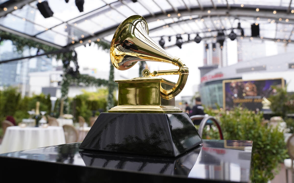 A decorative grammy is seen before the start of the 63rd annual Grammy Awards at the Los Angele ...
