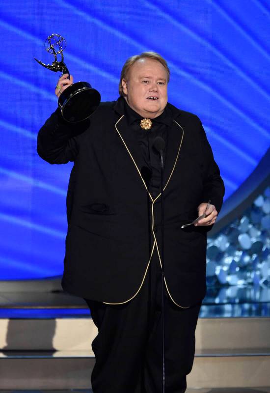 Louie Anderson accepts the award for outstanding supporting actor in a comedy series for “Bas ...