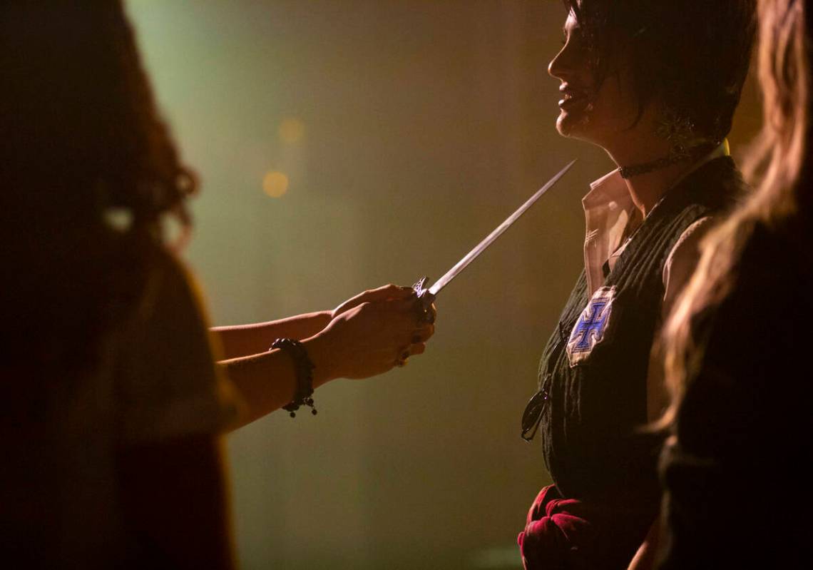 Jenelle Catherina, obscured, left, and Caitlin Ary perform during the opening night of “ ...