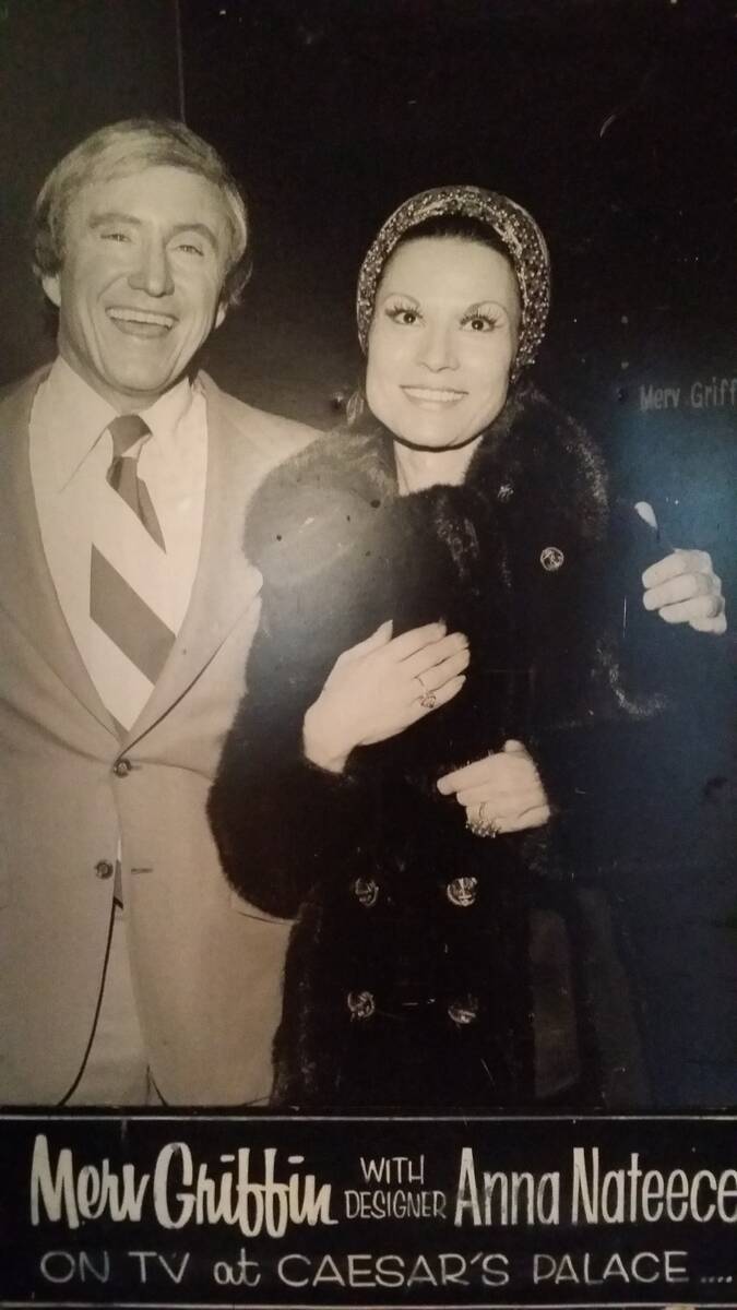 Anna Nateece, star fashion designer who created Liberace's famous furs, is shown in a promotion ...