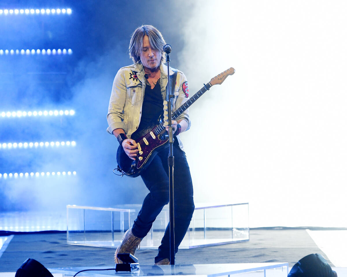 Keith Urban is shown during his "Graffiti U" tour stop at the Colosseum at Caesars Palace on Fr ...